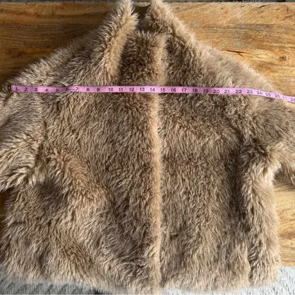 Stand-Up Collar Faux Fur Coat, H&M, Dark Beige, M - Picture 9 of 12